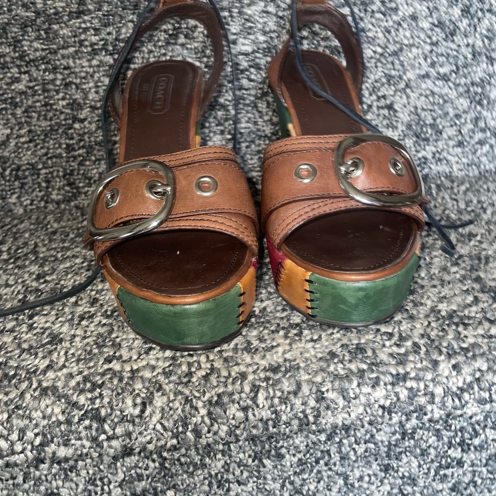 Coach vintage Patchwork Leather Wedge Sandals - Picture 6 of 7